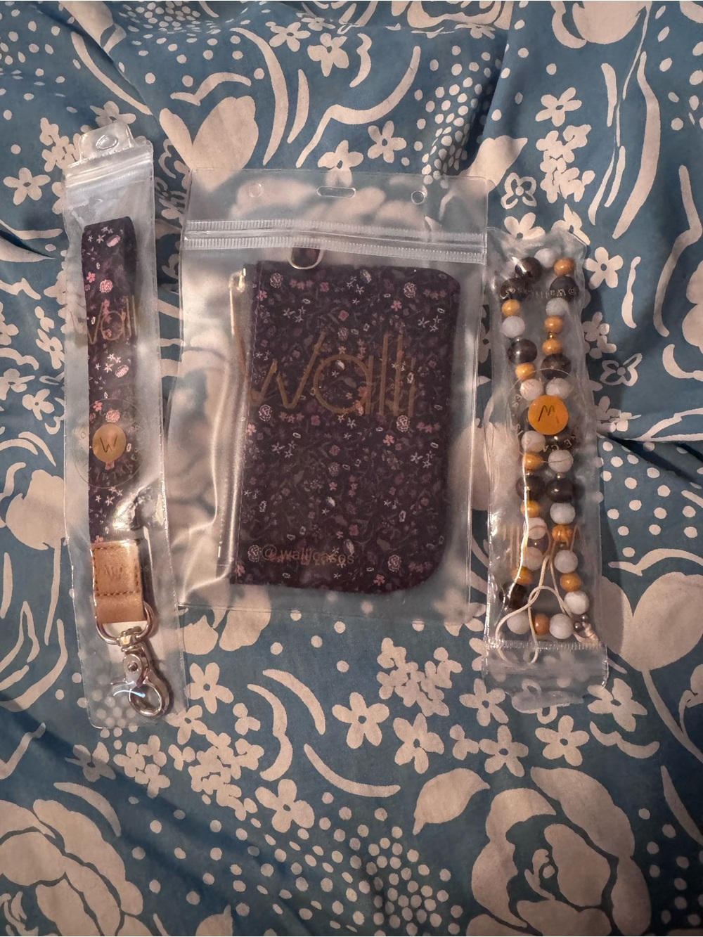 Walli bundle Floral Card Holder & Wrist Strap Set and wristlet